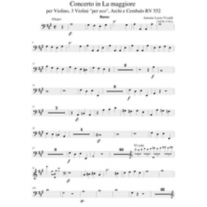 Affiche du document Partition Basses (tutti), violon Concerto 'per eco en lontano', Concerto con violino principale con altro per eco in lontano